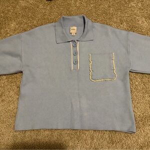 Anthropologie Maeve The Elliot Embellished Pocket Polo Sweater Size Small